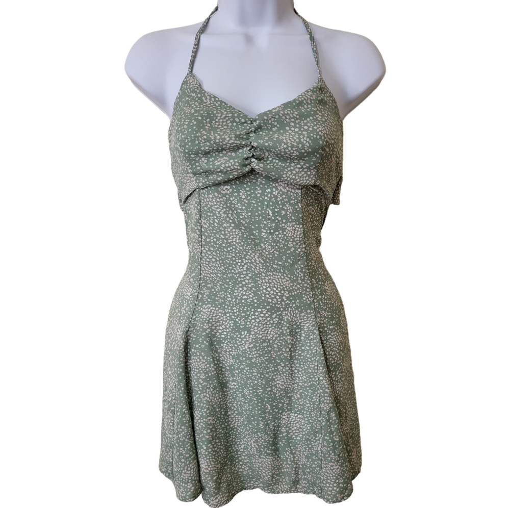 Green Halter Mini Summer Dress